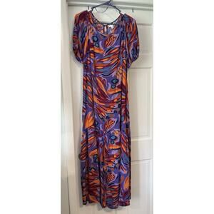 TERRA & SKY Dress Womens Plus 2X Maxi Floral Resort Wear Ruffle Beach Vacation